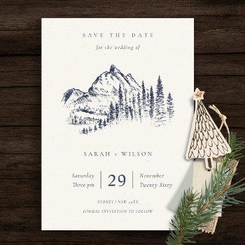 Small Navy Pine Mountain Sketch Save The Date Front View