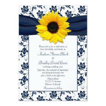 Small Navy White Damask Sunflower Wedding Front View