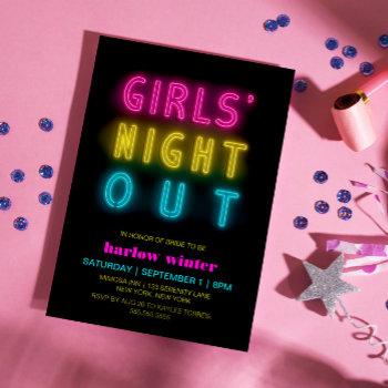 neon lights girls' night out bachelorette party invitation