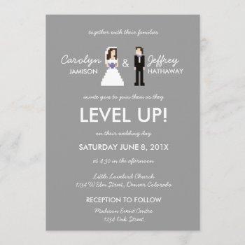 nerdy 8-bit bride & groom wedding invitation