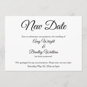 Small "new Date" Elegant Postponed Wedding Announcement Front View