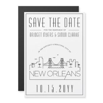 Small New Orleans Wedding | Stylized Save The Date Magnetic Front View