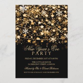 new years eve party holiday string lights gold invitation