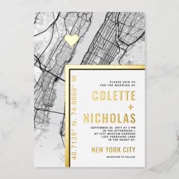 new york city love locator | city themed wedding foil invitation