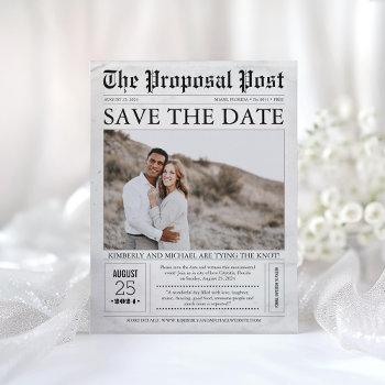 Small Newspaper Save The Date Photo Post Front View