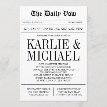 Small Newspaper Style Wedding Front View