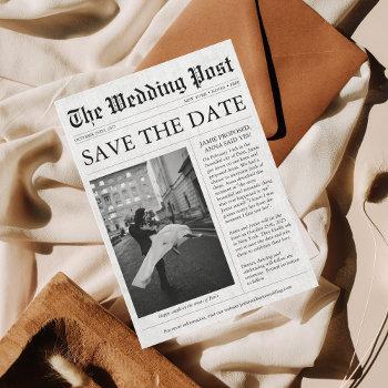 Small Newspaper Unique Fun Photo Save The Date Wedding I Front View