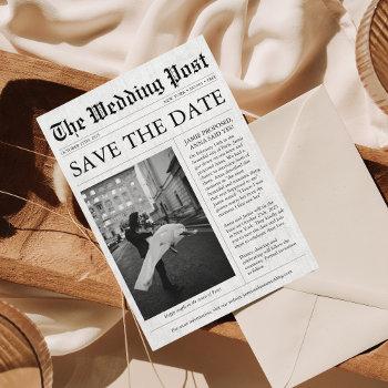 Small Newspaper Unique Fun Photo Save The Date Wedding Front View