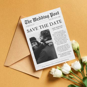 Small Newspaper Unique Photo Funny Save The Date Magnet Front View