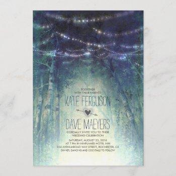 night lights rustic woodland wedding invitations