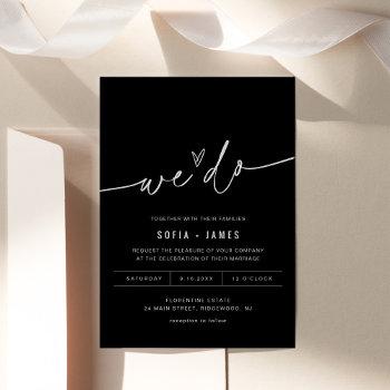 noir minimalist we do wedding invitation