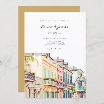 nola - watercolor new orleans wedding invitation