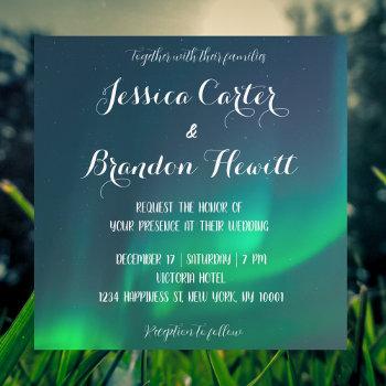 northern light aurora borealis wedding invitation
