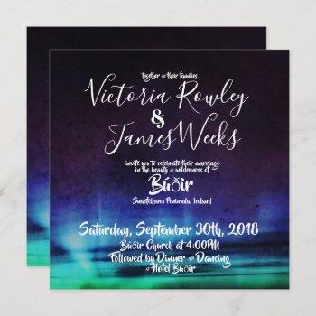 northern lights / aurora borealis wedding invitation