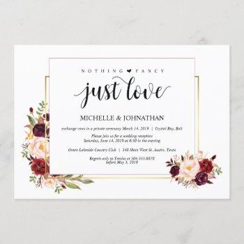 nothing fancy, elopement reception invitation card