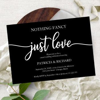 nothing fancy just love casual wedding black invitation