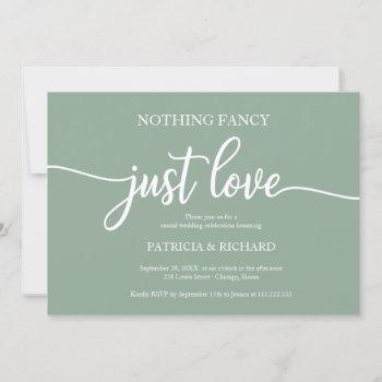 nothing fancy just love casual wedding green sage  invitation