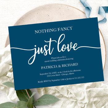 nothing fancy just love casual wedding ocean blue  invitation
