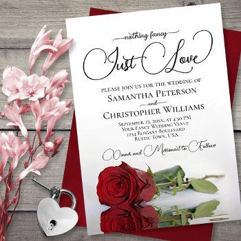 nothing fancy just love elegant red rose wedding invitation