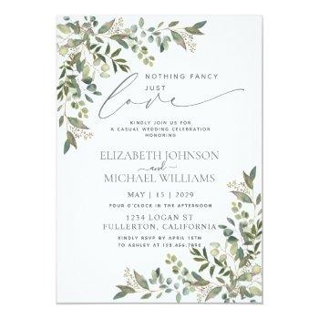 Small Nothing Fancy Just Love Eucalyptus Casual Wedding Front View