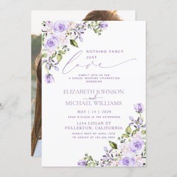 nothing fancy just love lilac lavender photo invitation