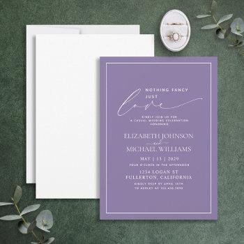 nothing fancy just love lilac lavender wedding invitation