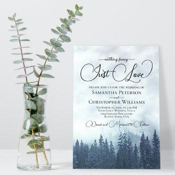 nothing fancy just love misty blue pines wedding invitation
