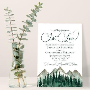 nothing fancy just love mountains & pine wedding invitation