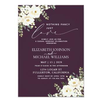 Small Nothing Fancy Just Love Plum Purple Floral Wedding Front View