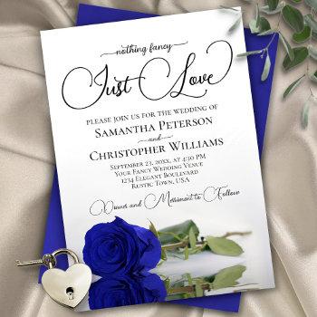Small Nothing Fancy Just Love Royal Blue Rose Wedding Front View