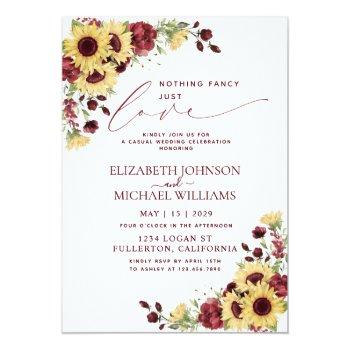 Small Nothing Fancy Just Love Sunflower Burgundy Wedding Front View