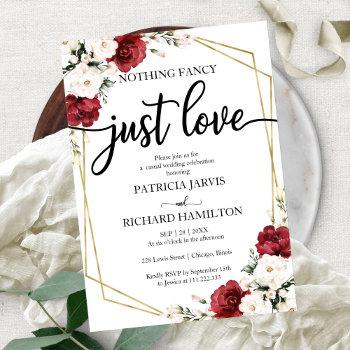 nothing fancy just love wedding burgundy geometric invitation