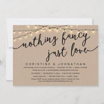nothing fancy, just love, wedding elopement party invitation