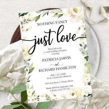 nothing fancy just love wedding white cream floral invitation