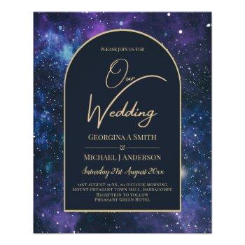 nudget starry night purple blue wedding invite flyer
