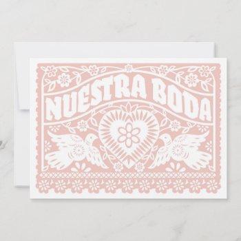 Small Nuestra Boda Papel Picado Love Birds In Rose Gold Front View