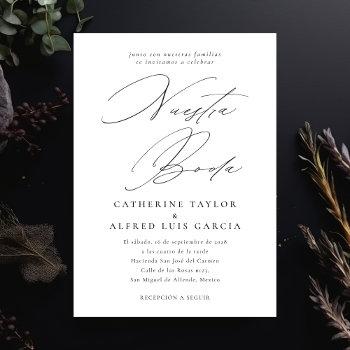nuestra boda spanish language black script wedding invitation