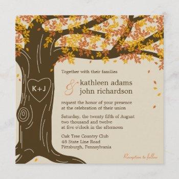 oak tree fall wedding invitation