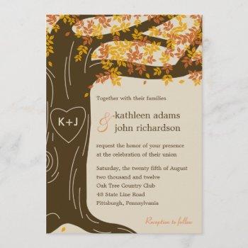 oak tree fall wedding invitation