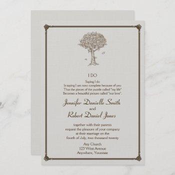 oak tree sketch wedding invitation
