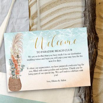 Small Ocean Beach Destination Wedding Welcome Enclosure Card Front View