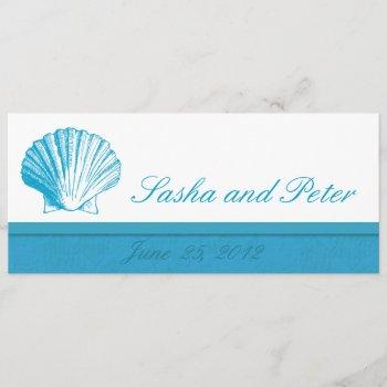 ocean blue shell beach wedding invitations