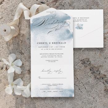 ocean blue watercolor the wedding of |   all in one invitation
