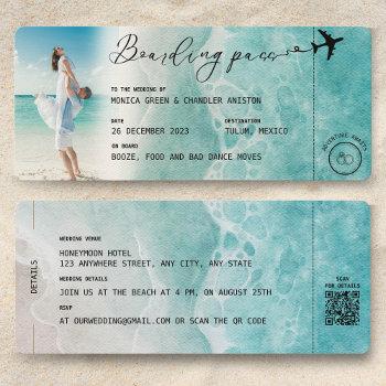 ocean boarding pass destination wedding qr code invitation