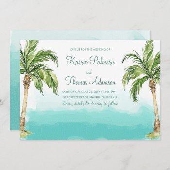 ocean palms | watercolor beach wedding invitation