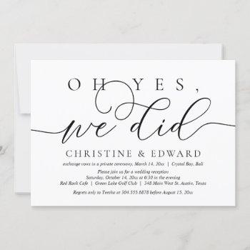 oh yes, we did, wedding elopement invitation