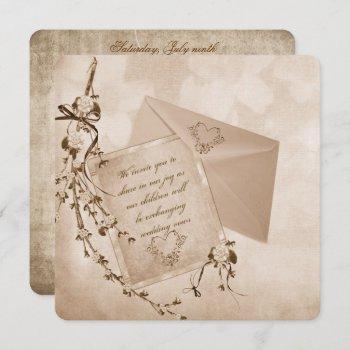 old-fashioned wedding flower bouquet invitation