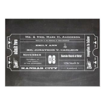 Small Old Hollywood Chalkboard Ticket Typography Invite Front View