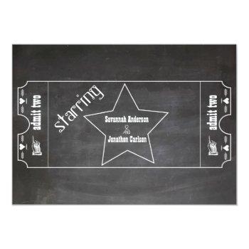 Small Old Hollywood Chalkboard Ticket Typography Invite Back View