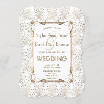Small Old Hollywood Great Gatsby White Wedding Invite Front View